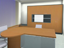 Schreibtisch mit Besprechungseinheit (Planungsbild zur Ausführung)
